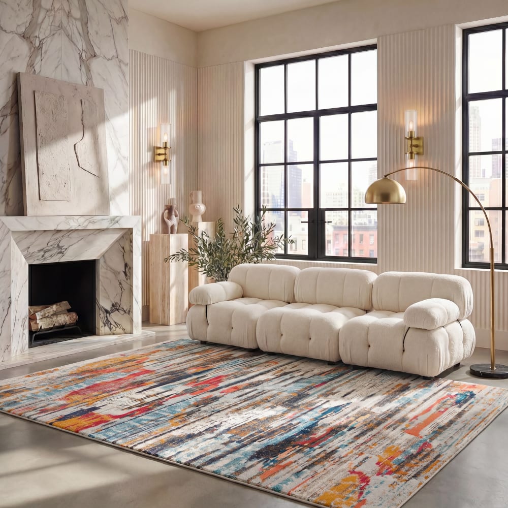 Safavieh Tapis contemporain en polypropylène blanc/multicolore, 183 x 274 cm style contemporain - Pp - Polypropylène