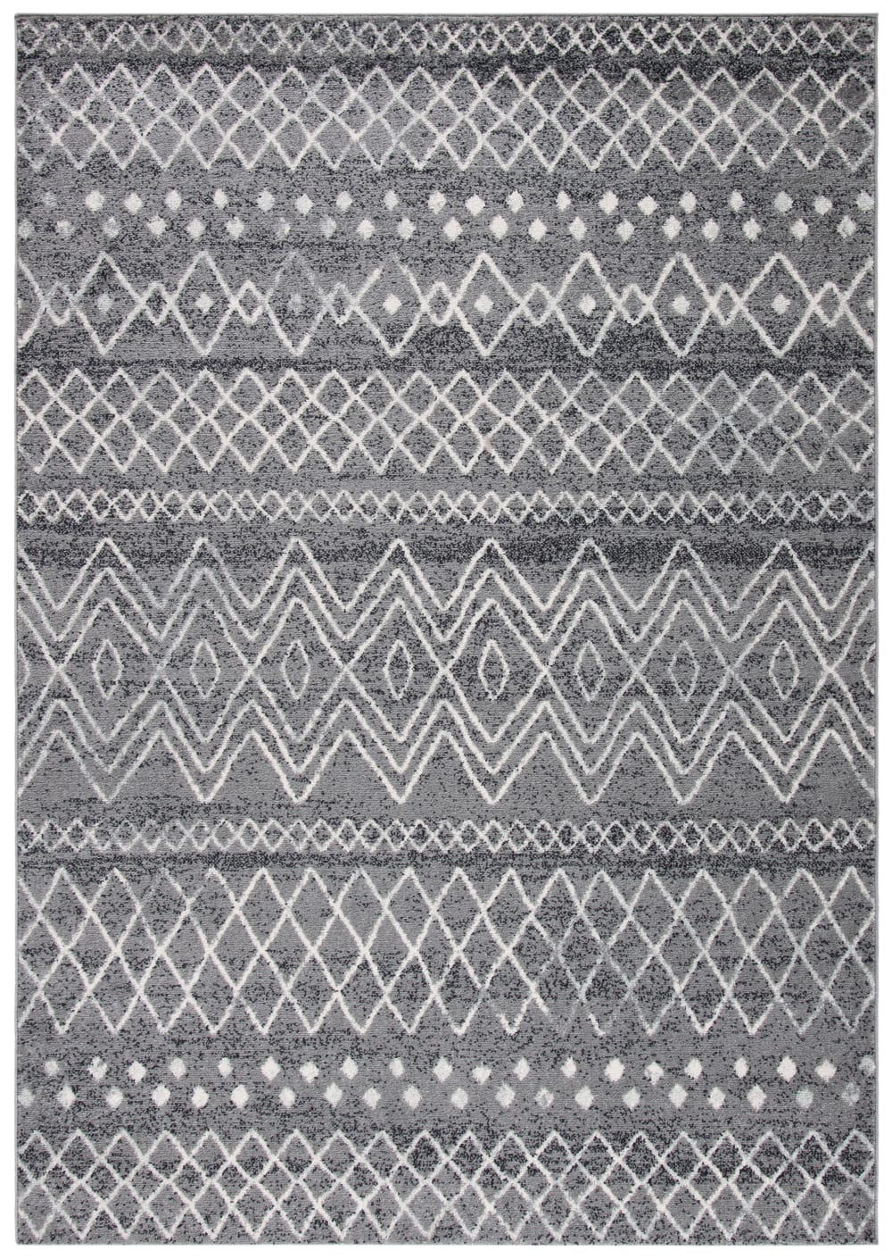 Tapis bohémien en polypropylène gris/blanc, 122 x 183 cm - Maisons du Monde