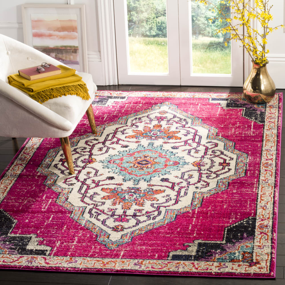 Safavieh Tapis bohème chic en polypropylène rose/multicolore, 122 x 170 cm style classique chic - Pp - Polypropylène