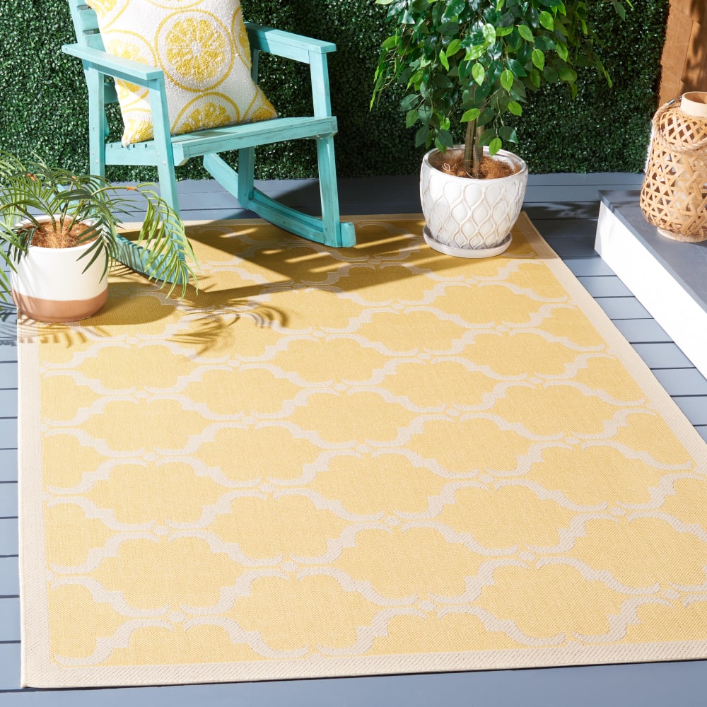 Safavieh Tapis treillis en polypropylène jaune/beige, 201 x 290 cm style classique chic - Pp - Polypropylène