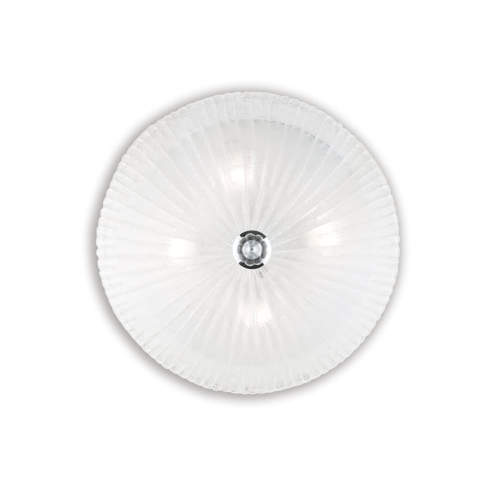 Plafoniera Classica Shell Vetro Trasparente 4 Luci E27 - Bianco - Metallo