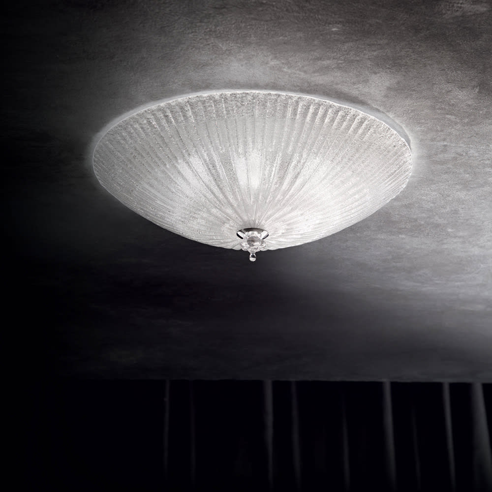 Plafoniera Classica Shell Vetro Trasparente 3 Luci E27 - Ideal