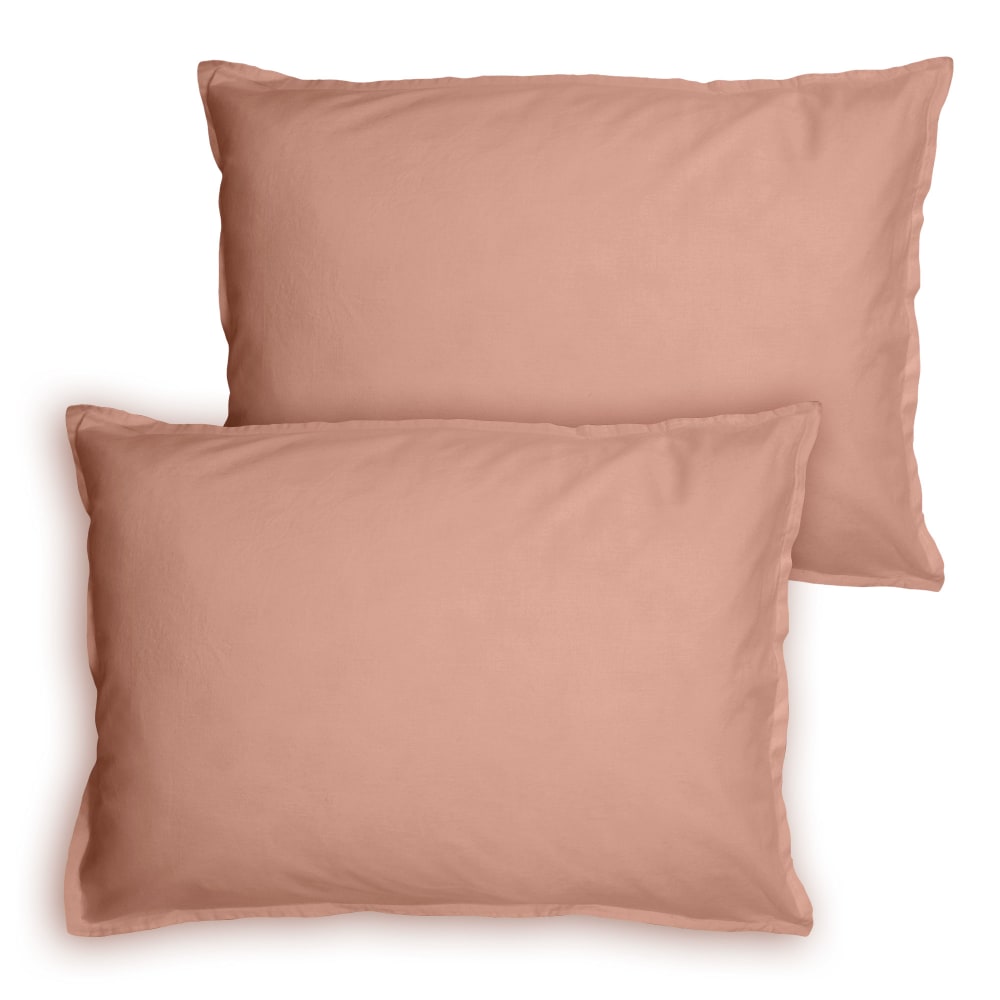Set de 2 taies d'oreiller unies à volant nude 50x70cm - Maisons du Monde