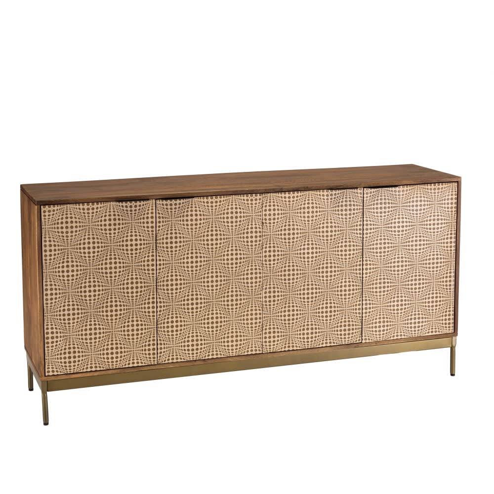 MACABANE Buffet aus Mangoholz mit 4 Türen und Ethno-Motiven style exotic Braun