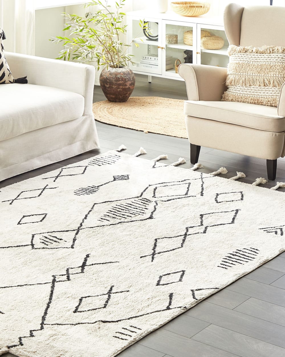Tapis en tissu blanc 230x160cm — vue 3