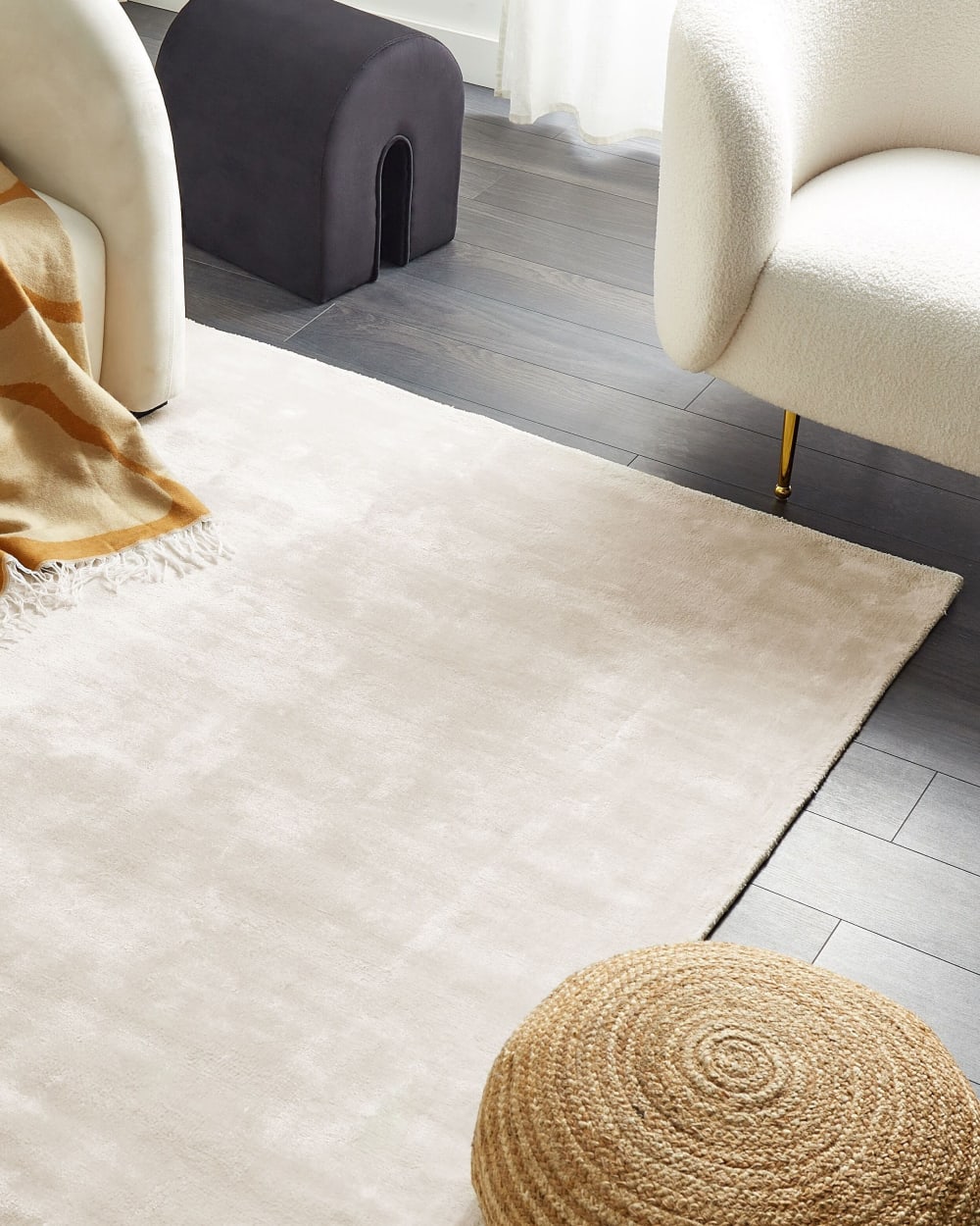 Tapis en tissu beige 230x160cm — vue 3