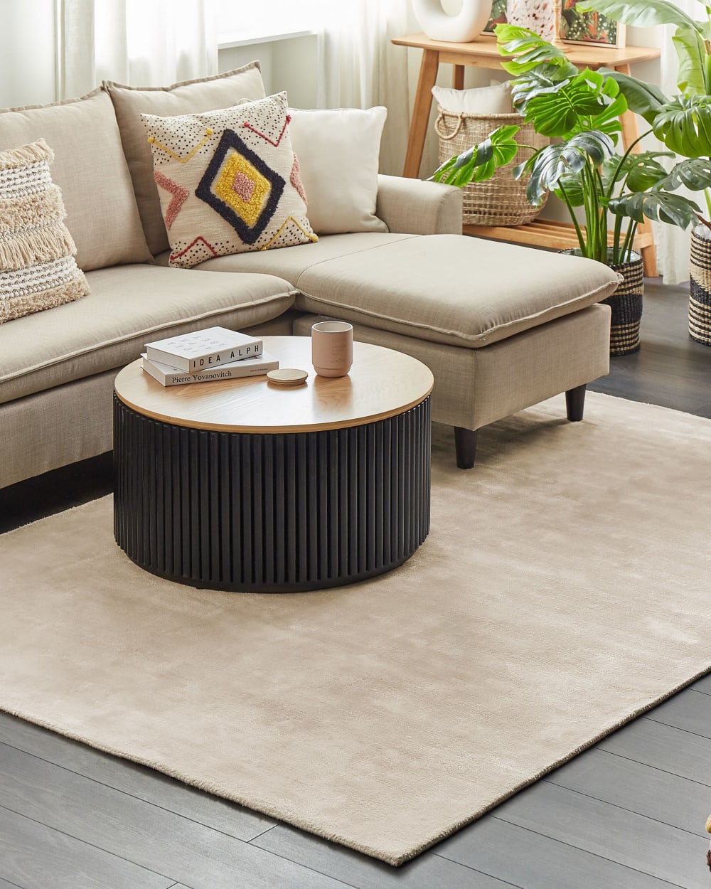 Tapis en tissu beige 230x160cm — vue 4