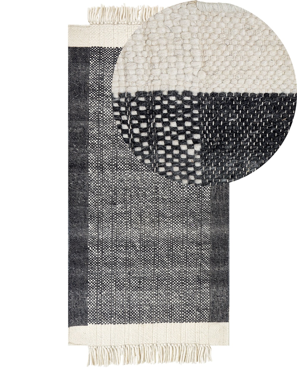 Beliani Kurzflor Teppich aus Stoff 150 x 80cm, weiß style landhaus - Wolle