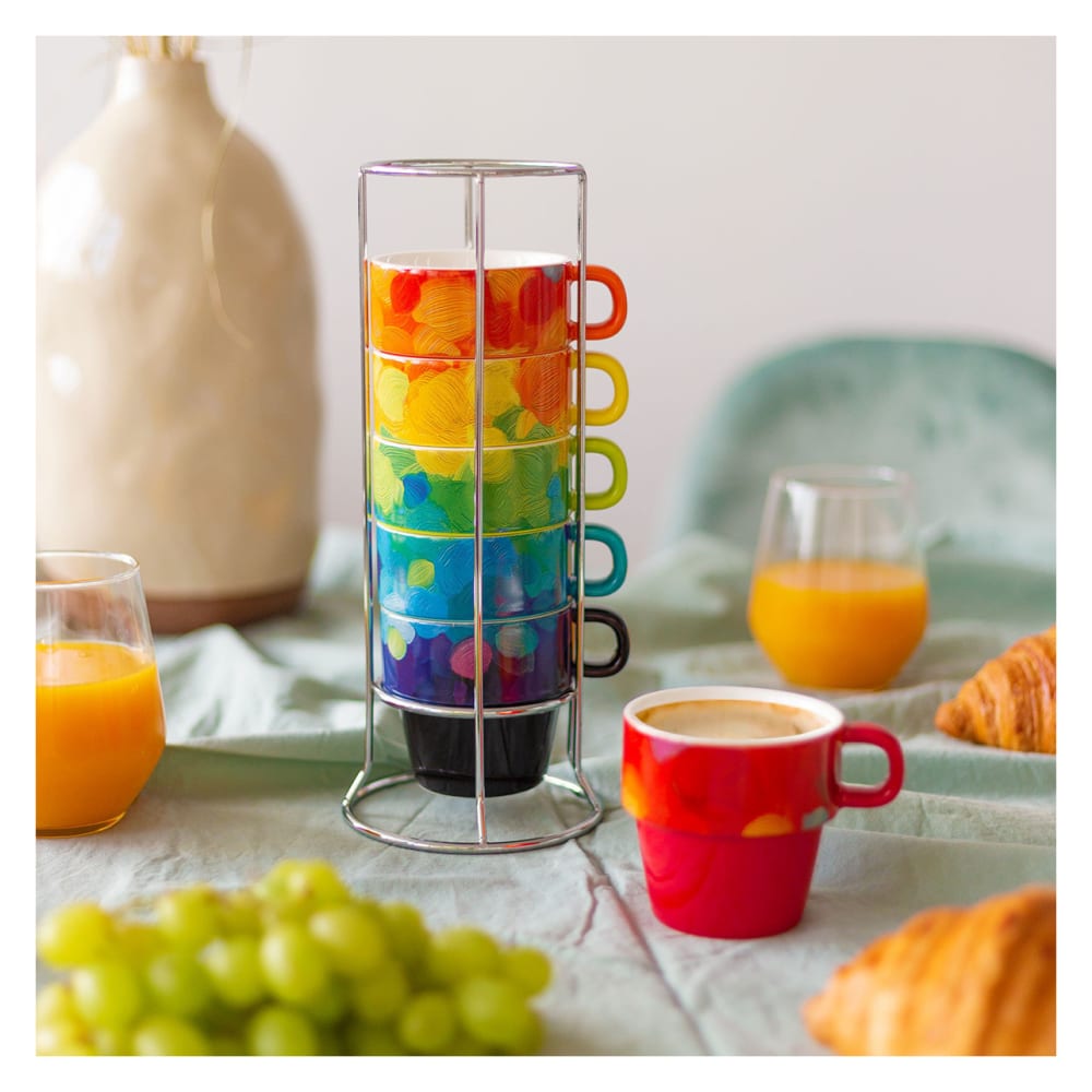 Tour de tasses cappucino multicolore acier inoxydable 26 x 0 x 0 cm - Maisons du Monde