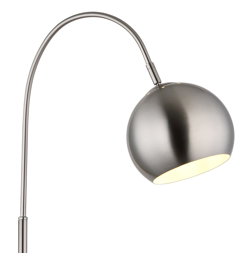 GLOBO LIGHTING Stehleuchte Metall verchromt, Nickel matt, weiß, Fußtrittschalter im Kabel, LxBxH: 580x245x1500mm, Kabellänge 1800mm, exkl. 1x E27 60W