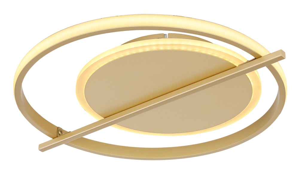 GLOBO LIGHTING Deckenleuchte Metall goldfarben, Aluminium goldfarben, Kunststoff opal, LxBxH: 400x360x50mm, inkl. LED 36W 230V, 3650lm Source, 2800lm