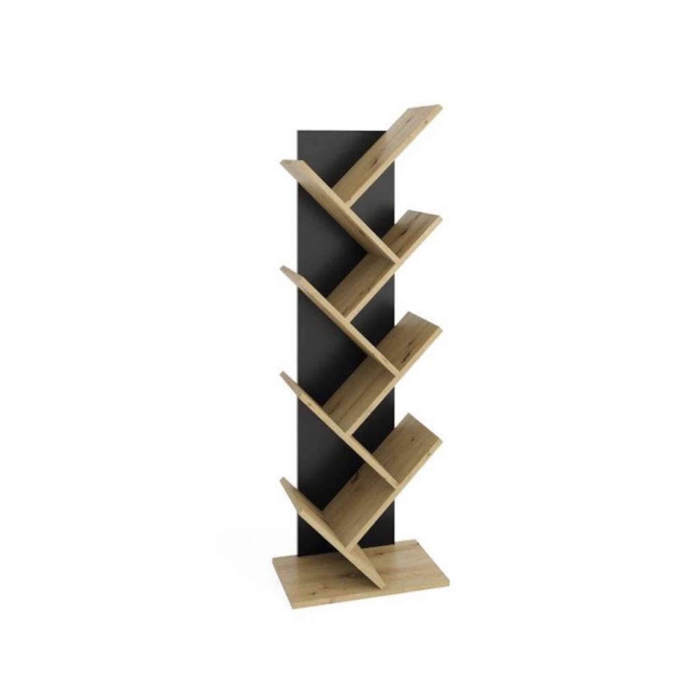 Bibliothèque effet bois, noir destructurée , 7 cases - Maisons du Monde