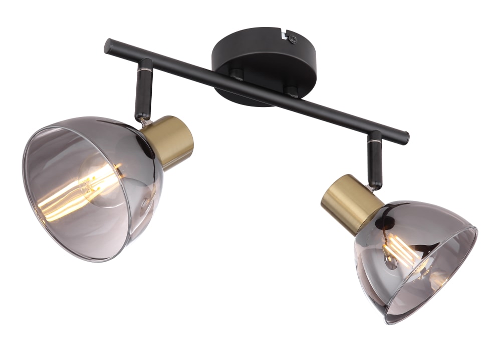 GLOBO LIGHTING Strahler Metall schwarz, bronzefarben, Glas, LxBxH: 300x110x175mm, exkl. 2x E14 25W 230V Schwarz