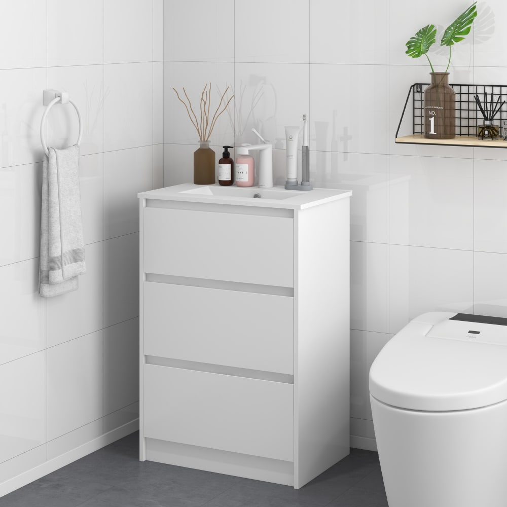 Armario de baño 61x37x88 cm blanco brillante - Maisons du Monde