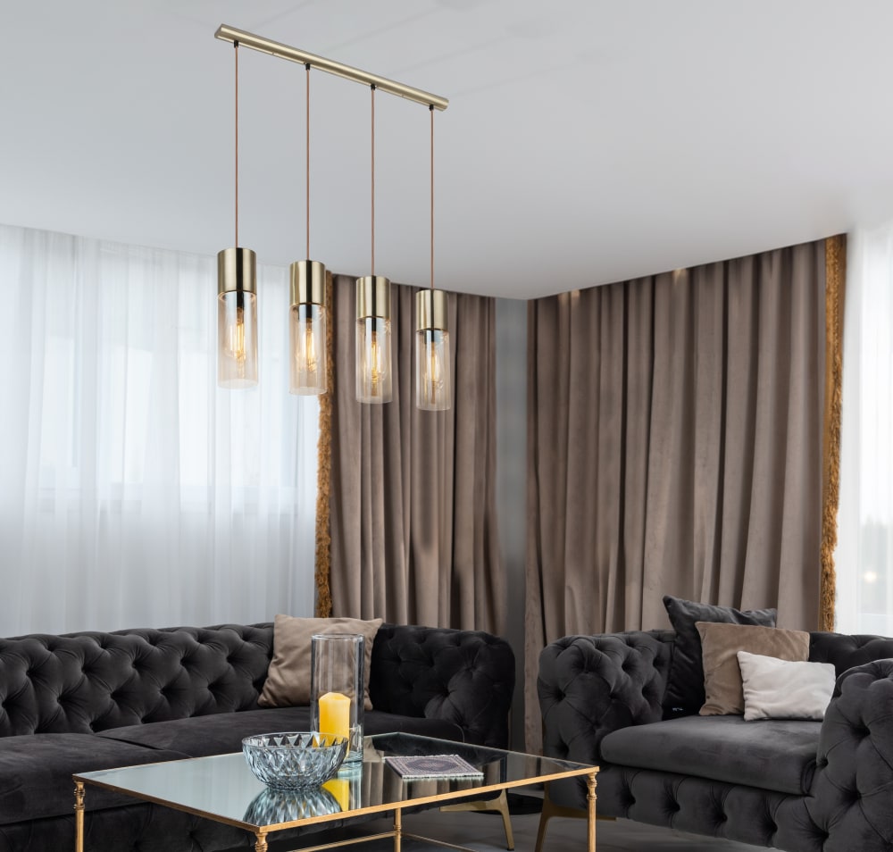Hängeleuchte Metall messingfarben, 4x E27 80cm - Maisons Du Monde