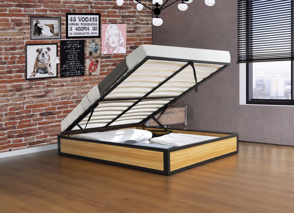 Lit coffre industriel 140 x 190 cm