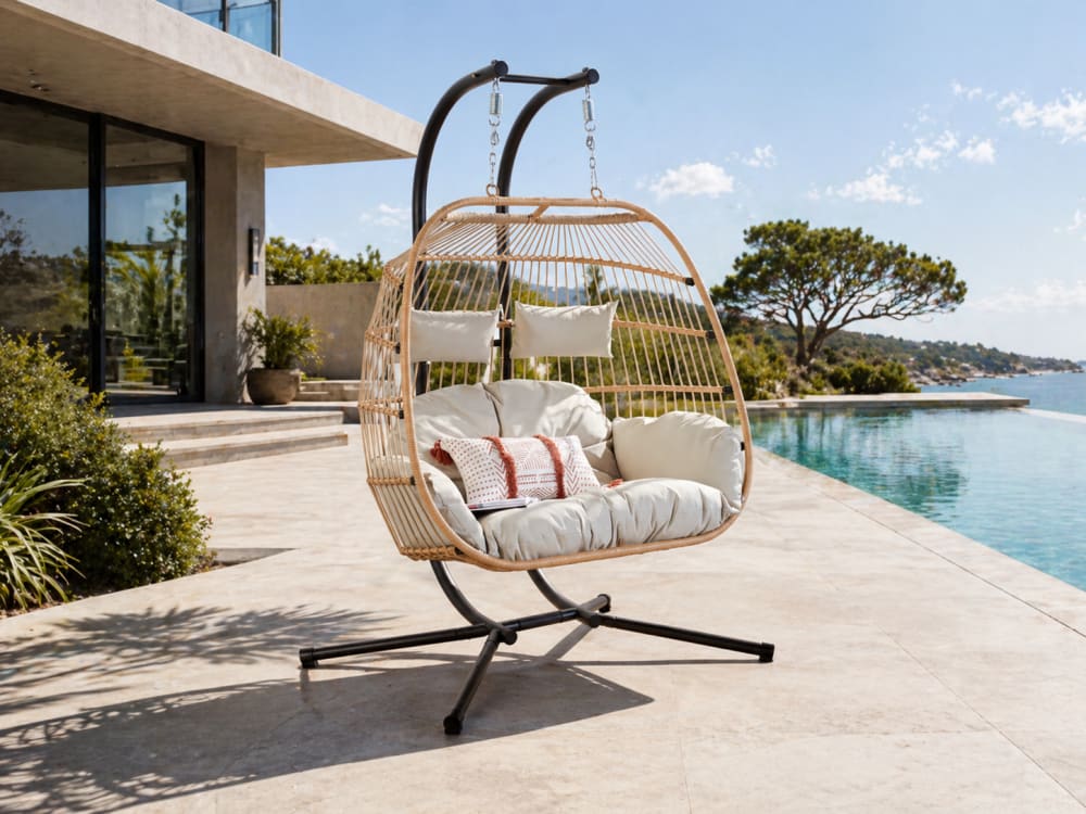 Fauteuil suspendu 2 places effet rotin - Maisons du Monde
