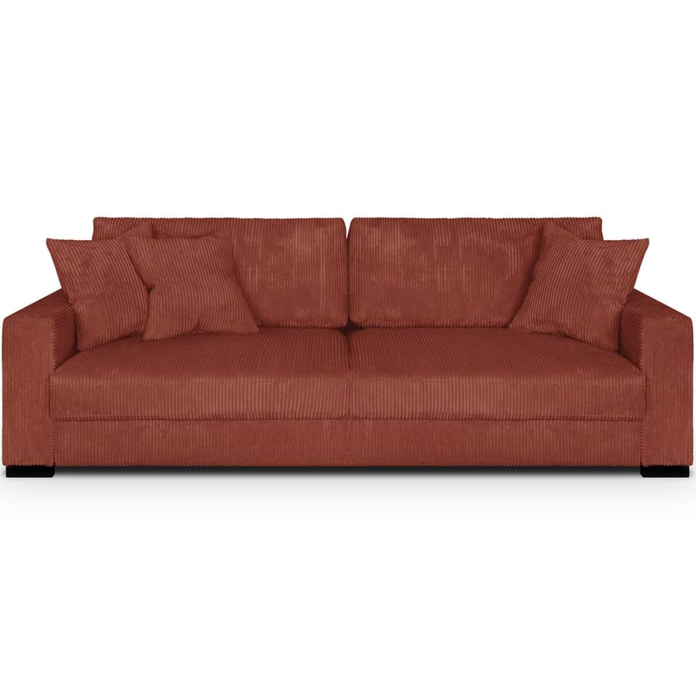 Canape+convertible+3+places+en+velours+cotele+rouille
