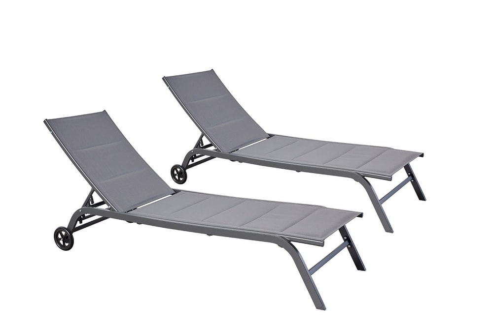 Lot de 2 transats aluminium gris foncé