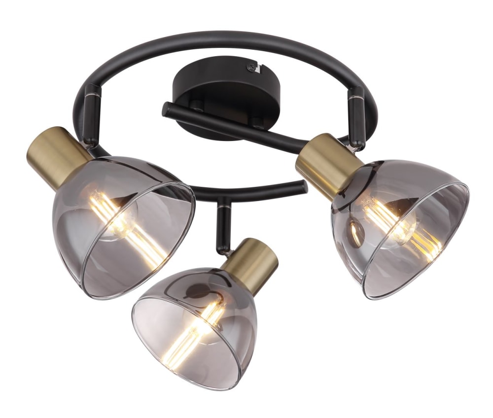 GLOBO LIGHTING Strahler Metall schwarz, bronzefarben, Glas, ø: 250mm, H: 175mm, exkl. 3x E14 25W 230V Schwarz
