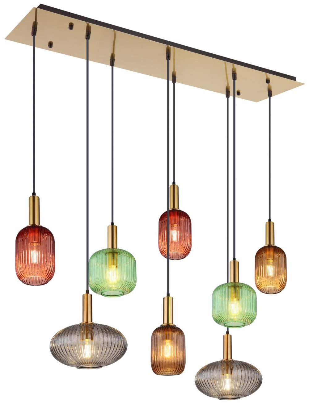 Globo Lighting Hängeleuchte Metall messingfarben matt, 8x E27, 125cm Kupfer Metall