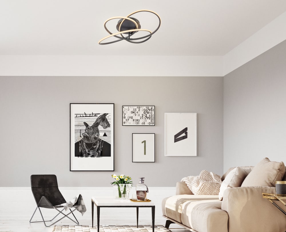 Plafonnier métal noir mat, LED, 12,7cm - Maisons du Monde