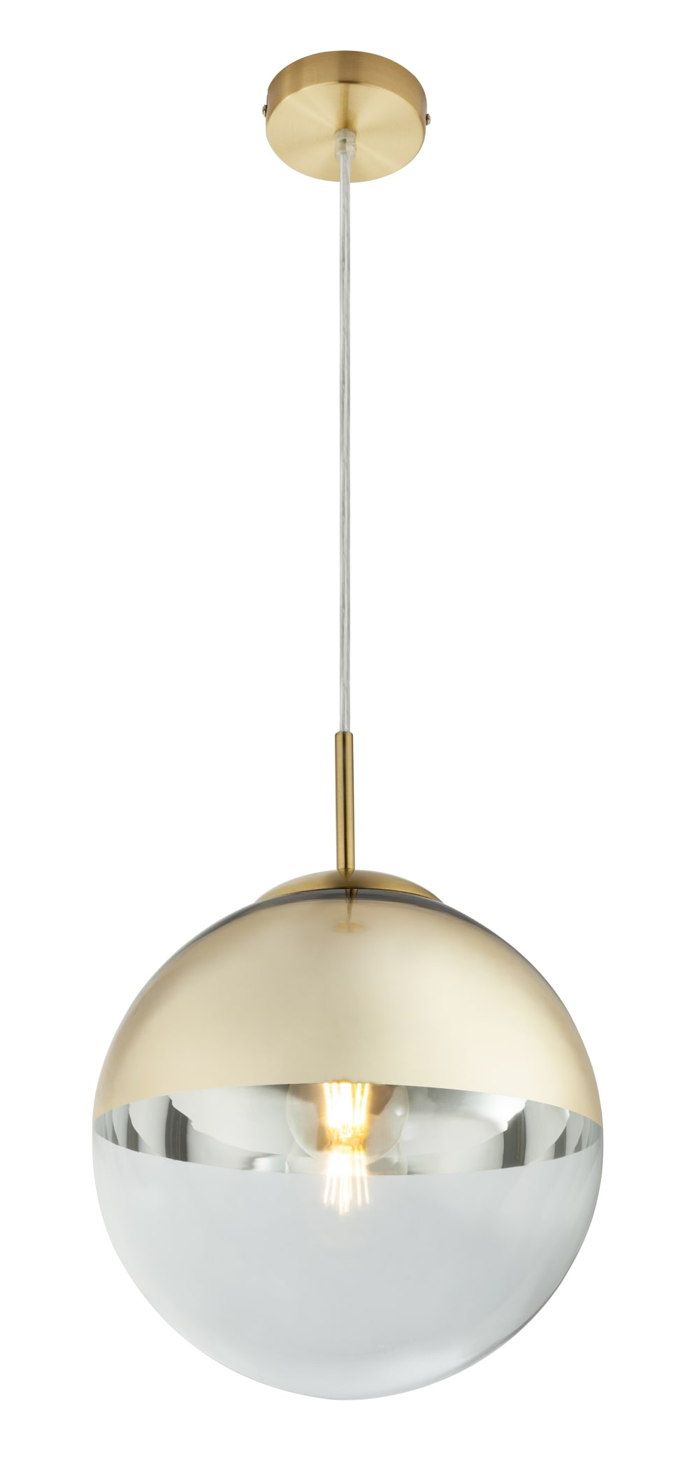 GLOBO LIGHTING Hängeleuchte Metall, Glas, goldfarben, Kabel PVC Transparent, ø: 250mm, H: 1200mm, exkl. 1x E27 40W 230V Gold