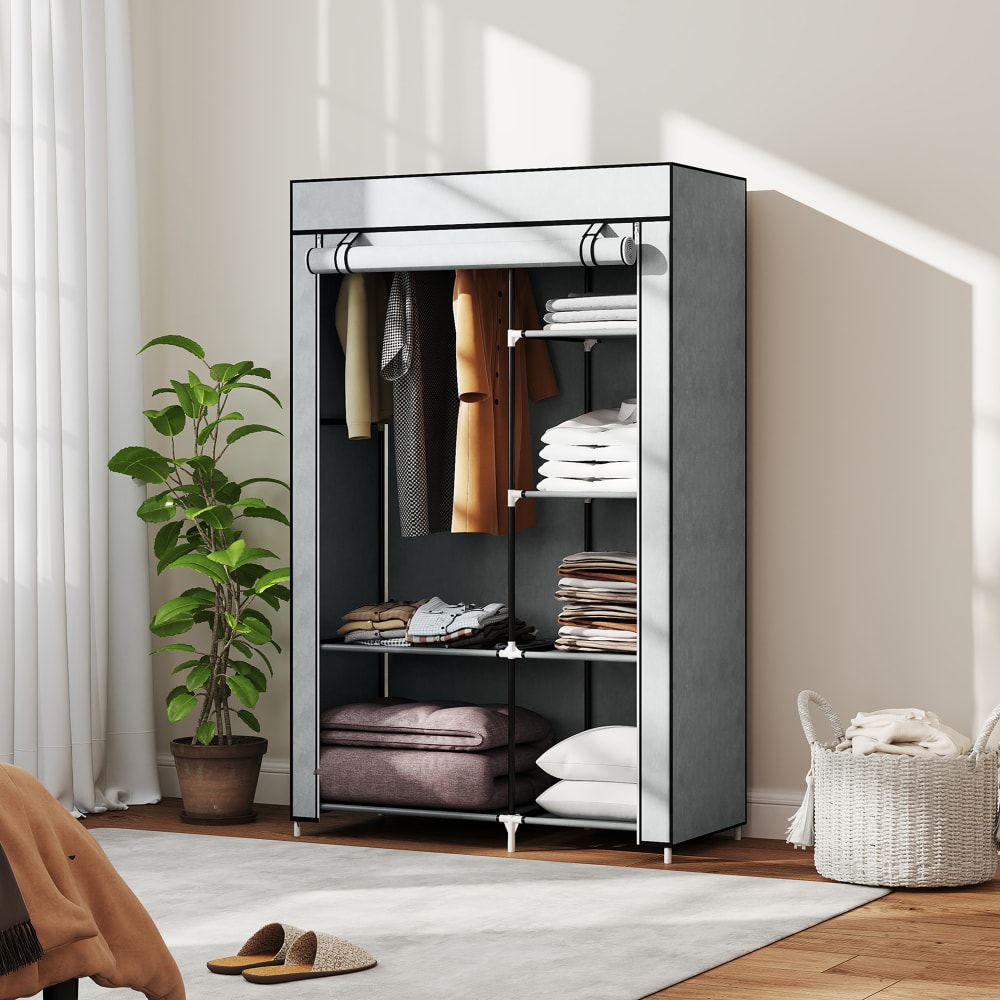 Armario de tela 103x43x162.5 cm gris claro - Maisons du Monde