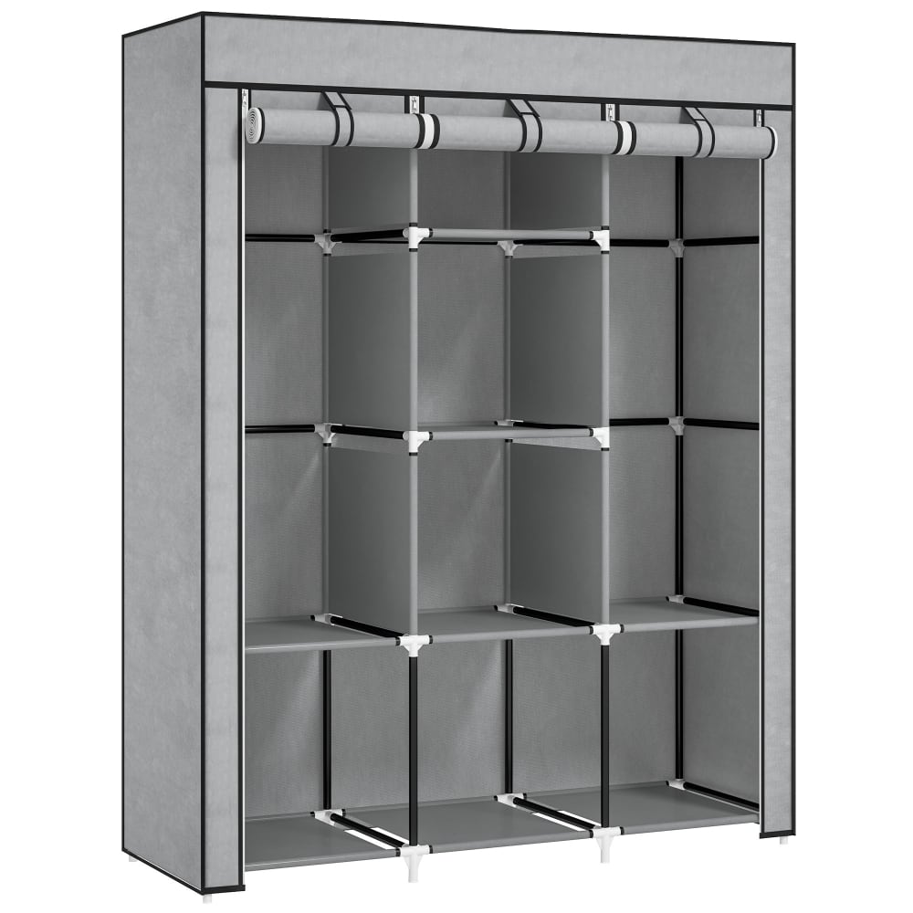 Armario de tela 125x43x162.5 cm gris claro
