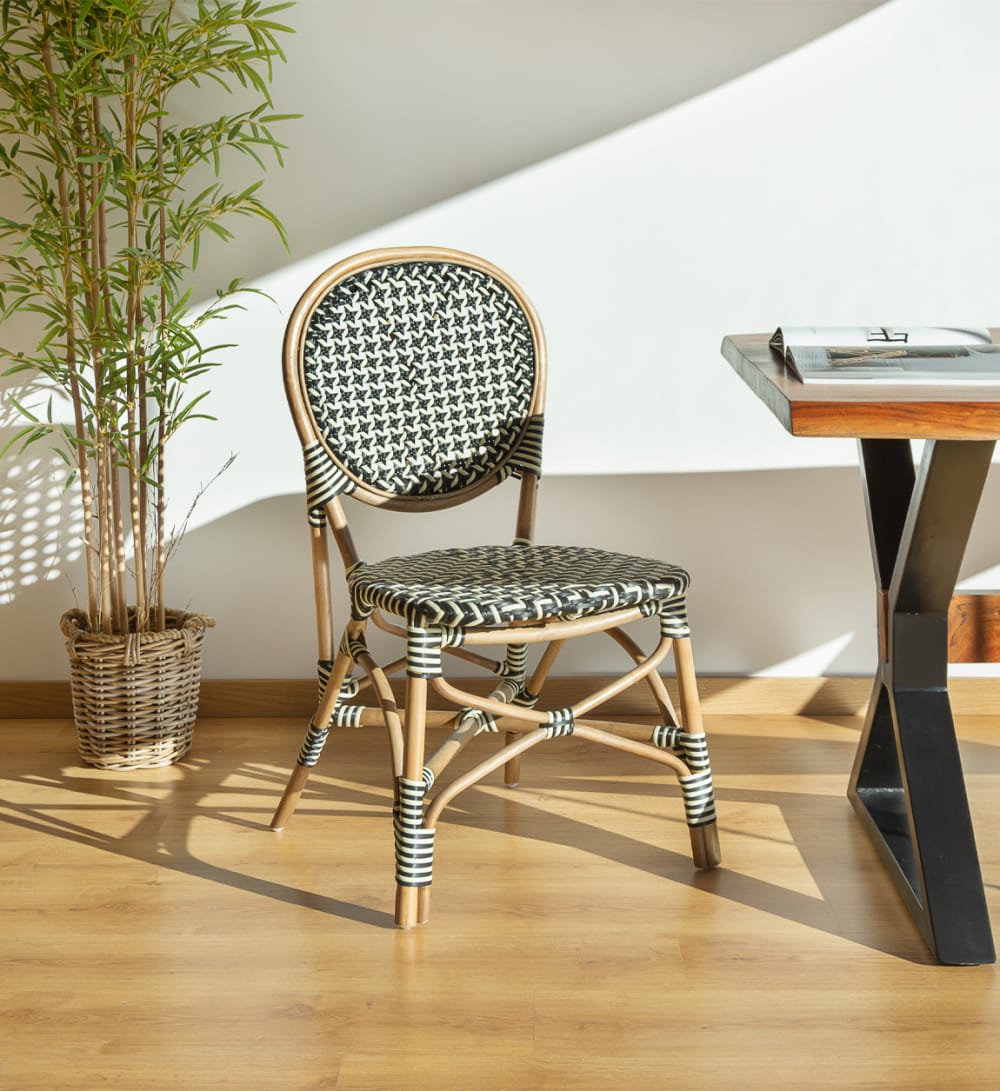 2er Set Stühle aus Rattan und Kunststoff, zweifarbig - Maisons Du