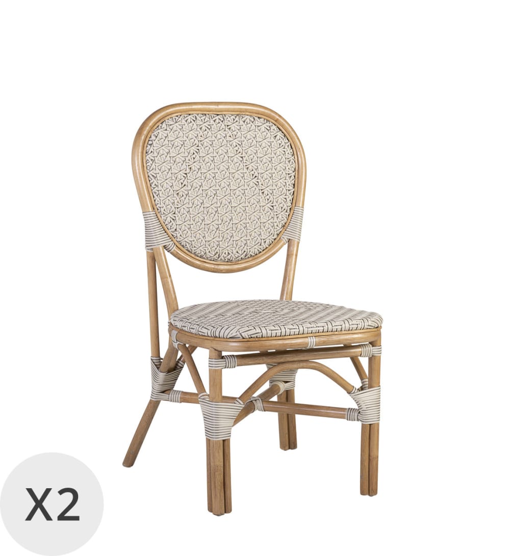 Set de 2 sillas de ratán blanco