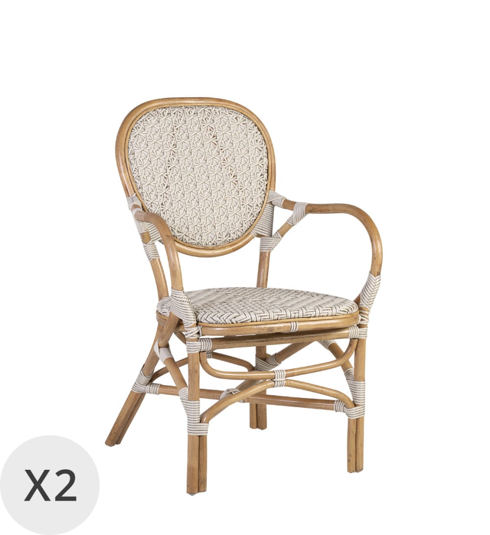 Set de 2 sillones de ratán blanco
