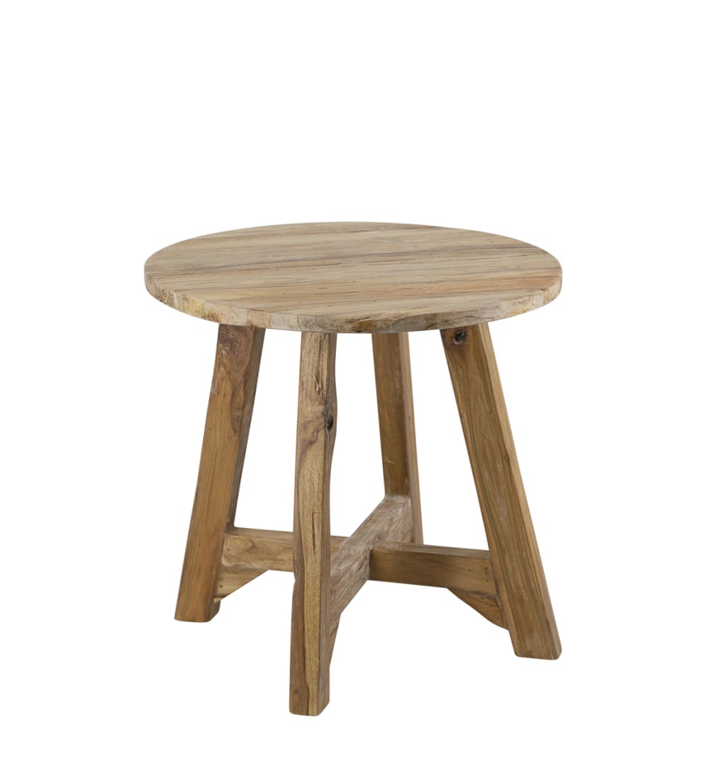 MOYCOR Couchtisch aus Teakholz, D 50 cm, beige style landhaus - -