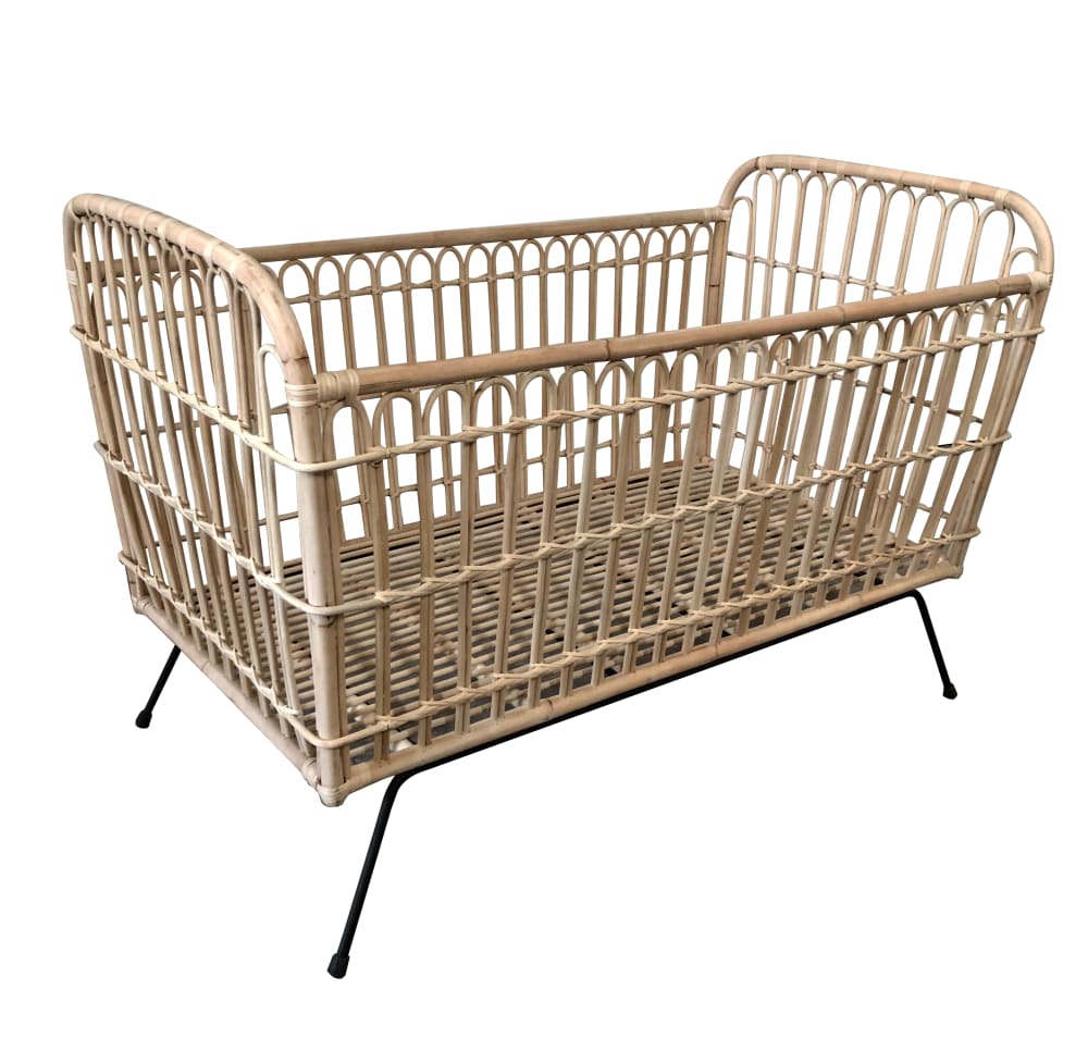 Saudara Collections - Lit bébé en rotin & métal 60x120 cm