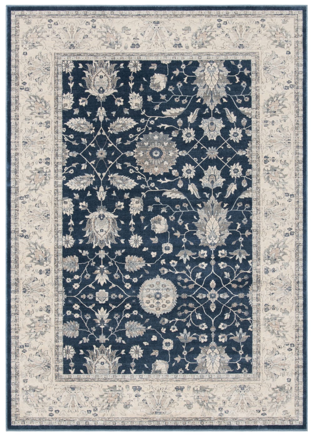 Tapis traditionnel en viscose bleu/beige, 122 x 183 cm