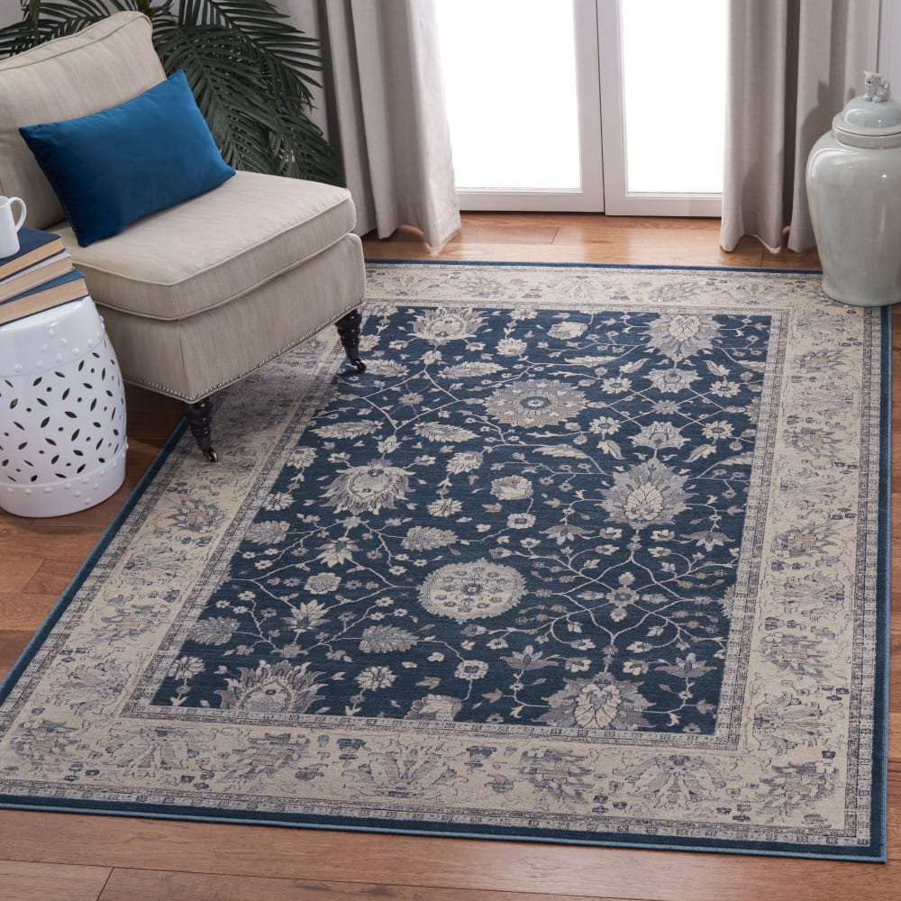 Tapis traditionnel en viscose bleu/beige, 122 x 183 cm — vue 3