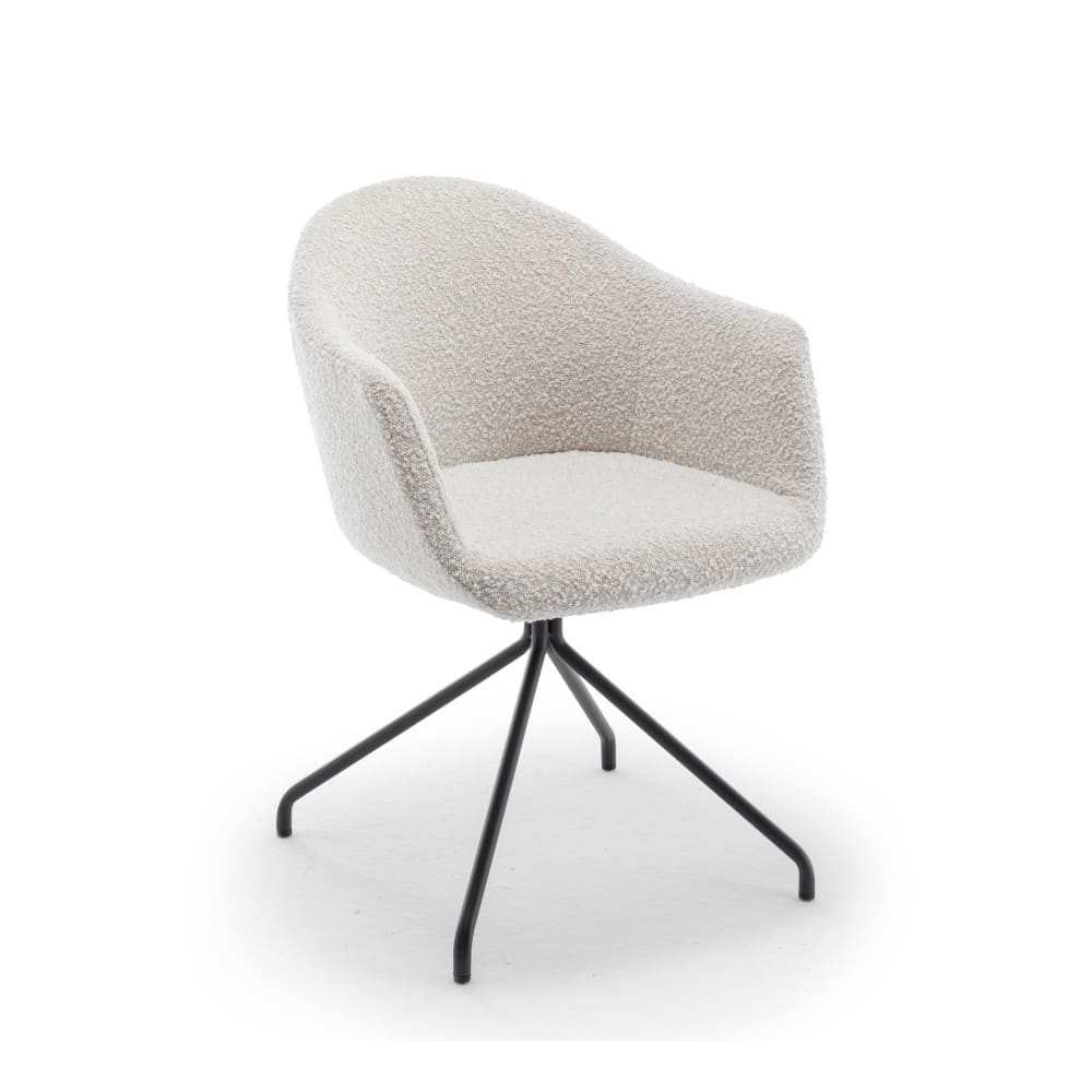 Chaise de bureau en tissu bouclette et métal - Écru