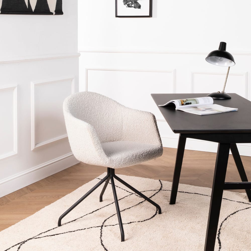 Chaise de bureau en tissu bouclette et métal - écru - Maisons du Monde