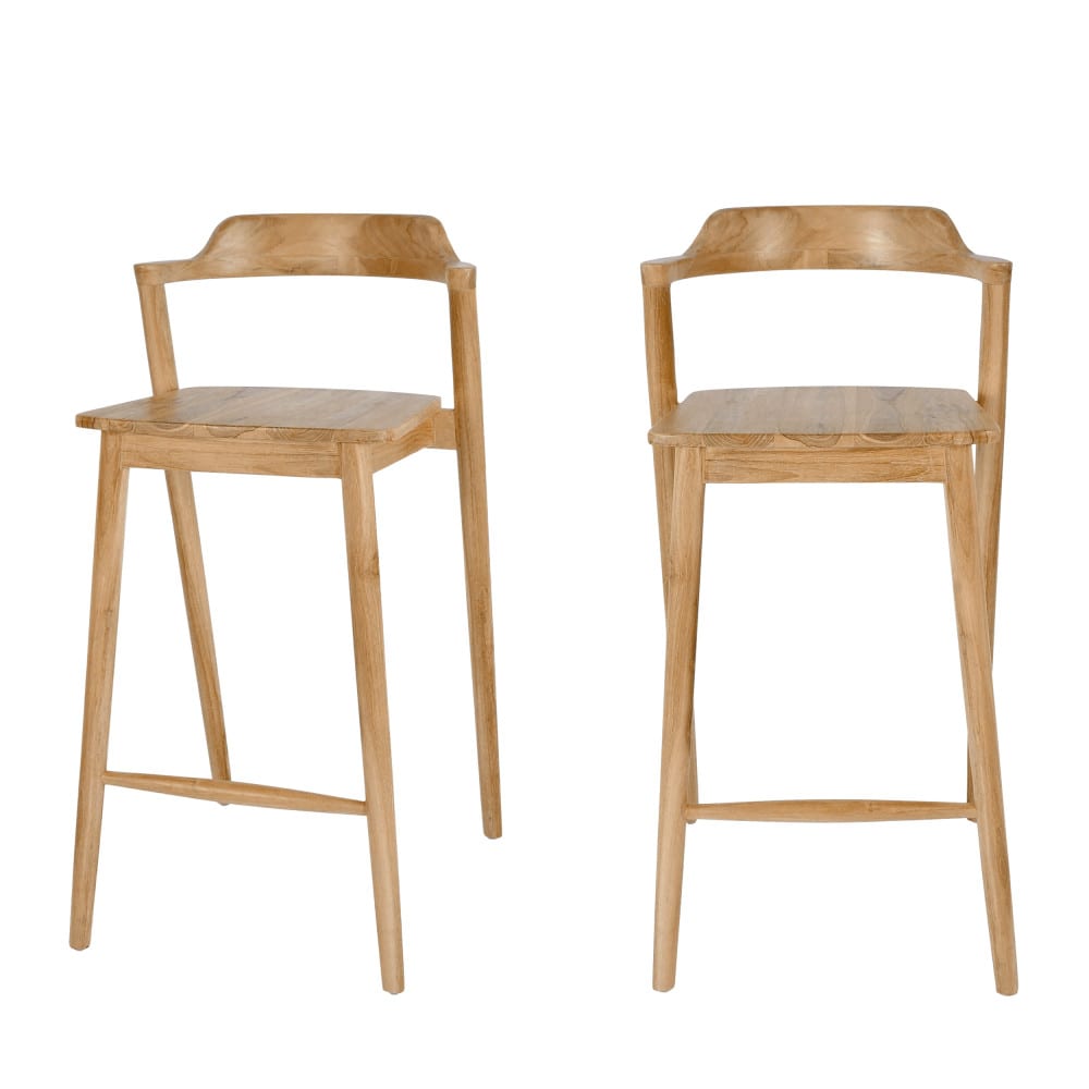 Lot 2 chaises bar en teck