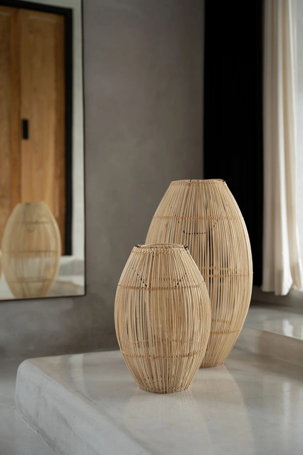 Lampada a sospensione in rattan marrone 35x35x59 cm - Bazar Bizar