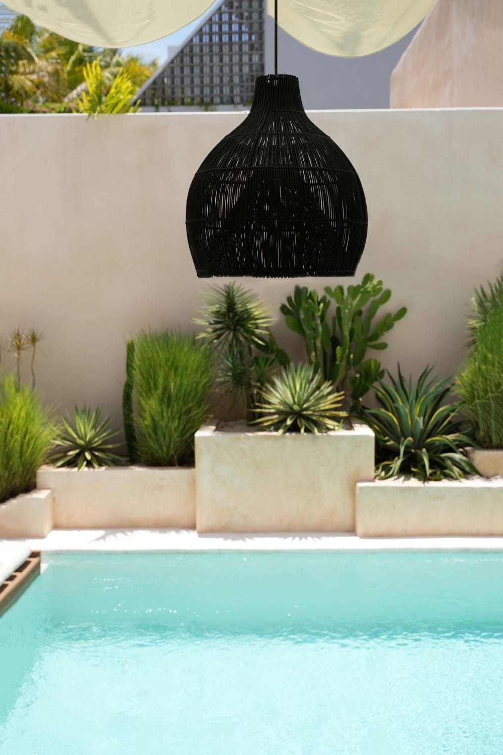 Suspension rotin noir 50x50x52cm