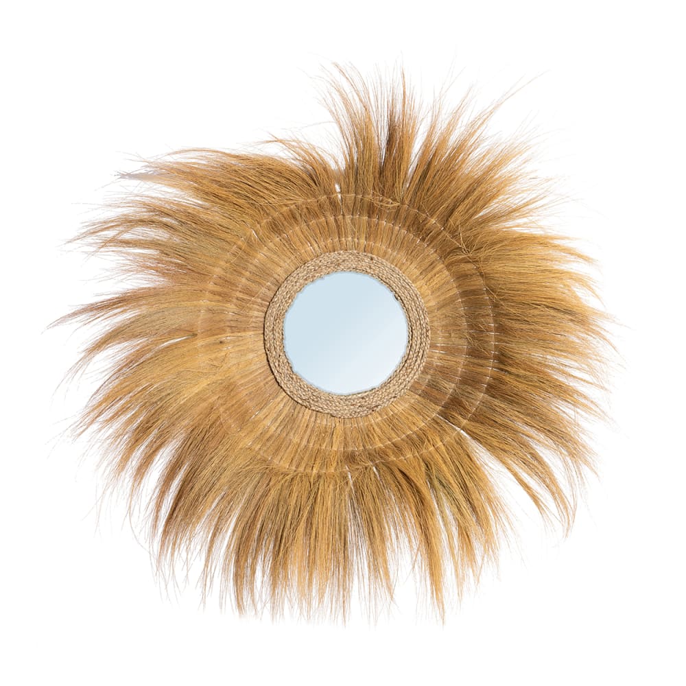 Bazar Bizar Spiegel aus naturgras in braun, 90x90x22cm style seaside Beige Naturfasern