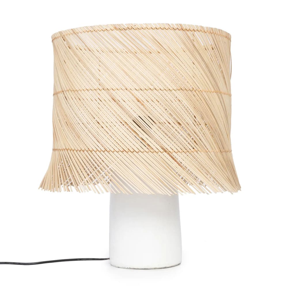 Lampe de table en terre cuite et pandan blanche naturel 40x40x55 cm