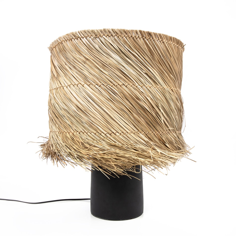 Lampe de table en terre cuite et pandan noir naturel 40x40x55 cm