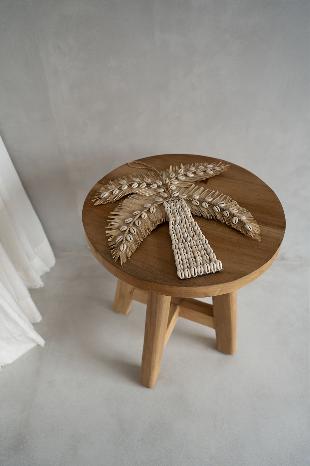 Tabouret bois de teck marron 35x35x45cm
