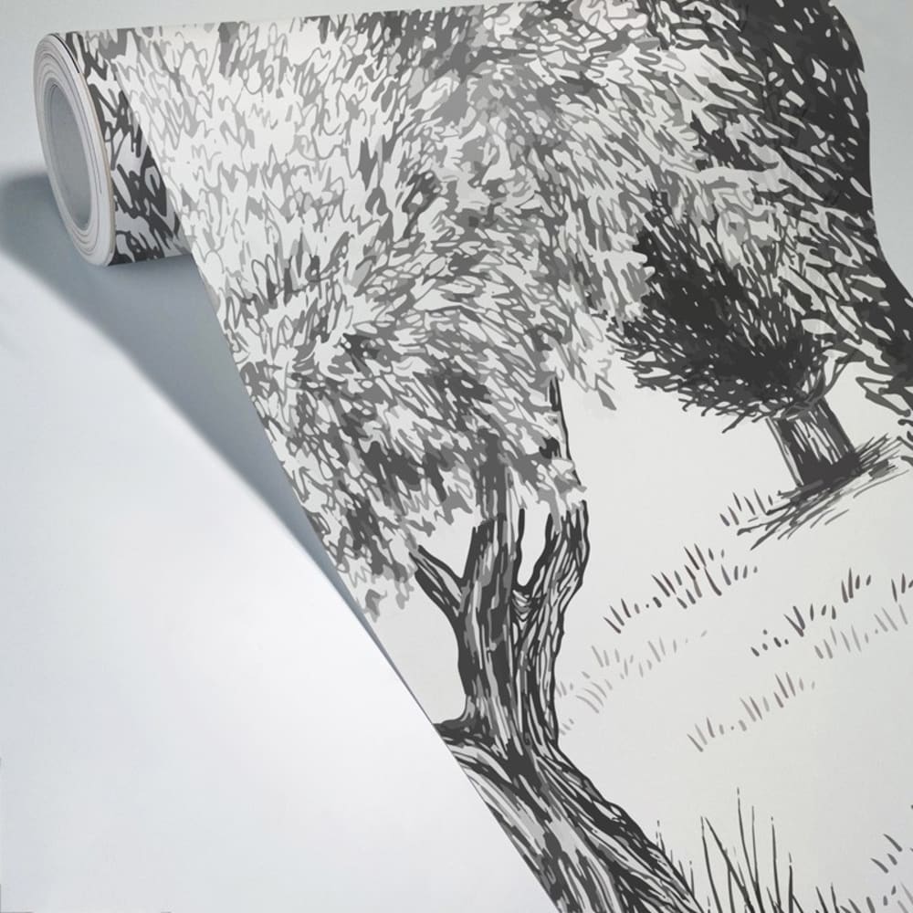 Papier peint panoramique intissé - noir et blanc - 7 lés : 336x270cm — vue 3