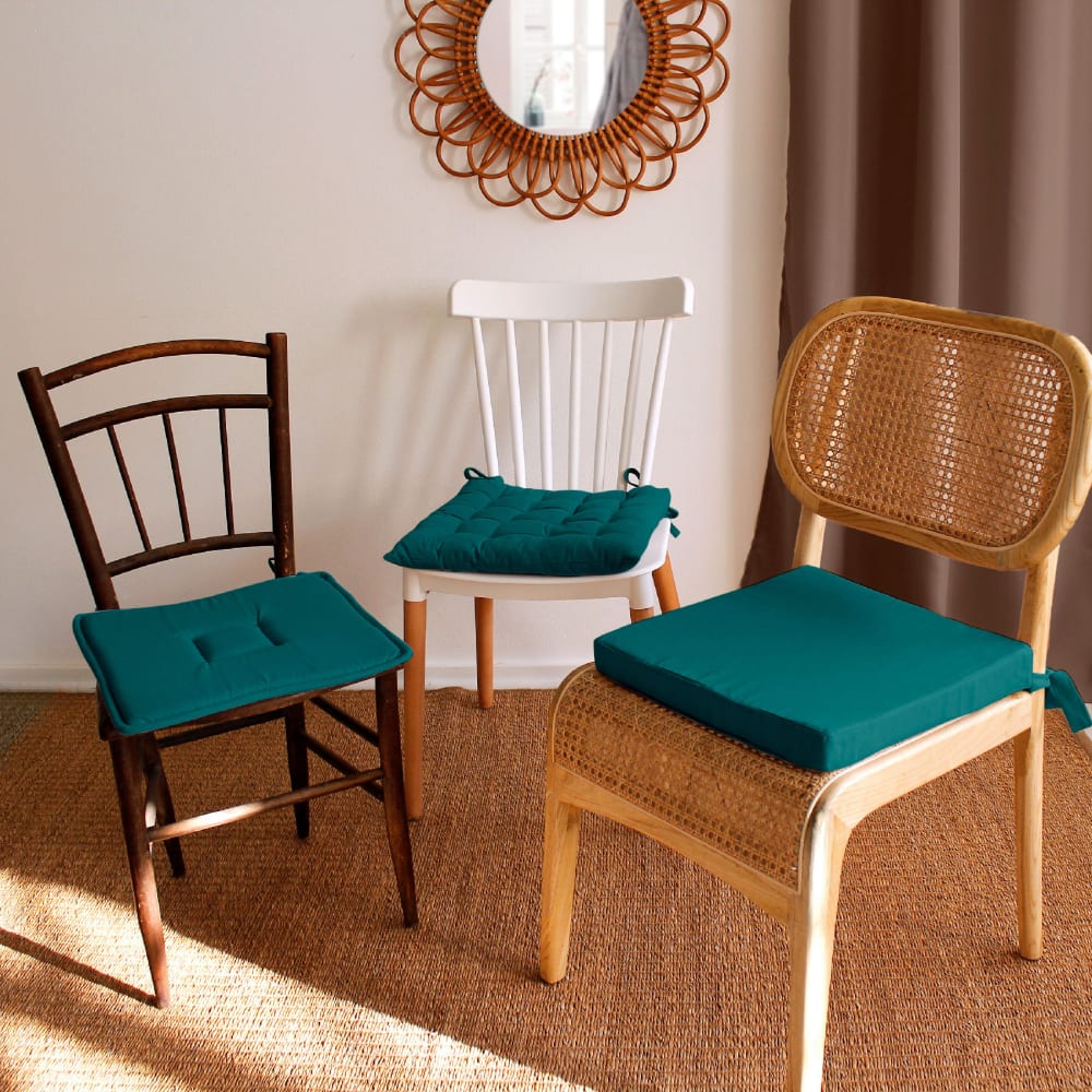 Galette de chaise plate 40 cm x 40 cm vert émeraude — vue 4