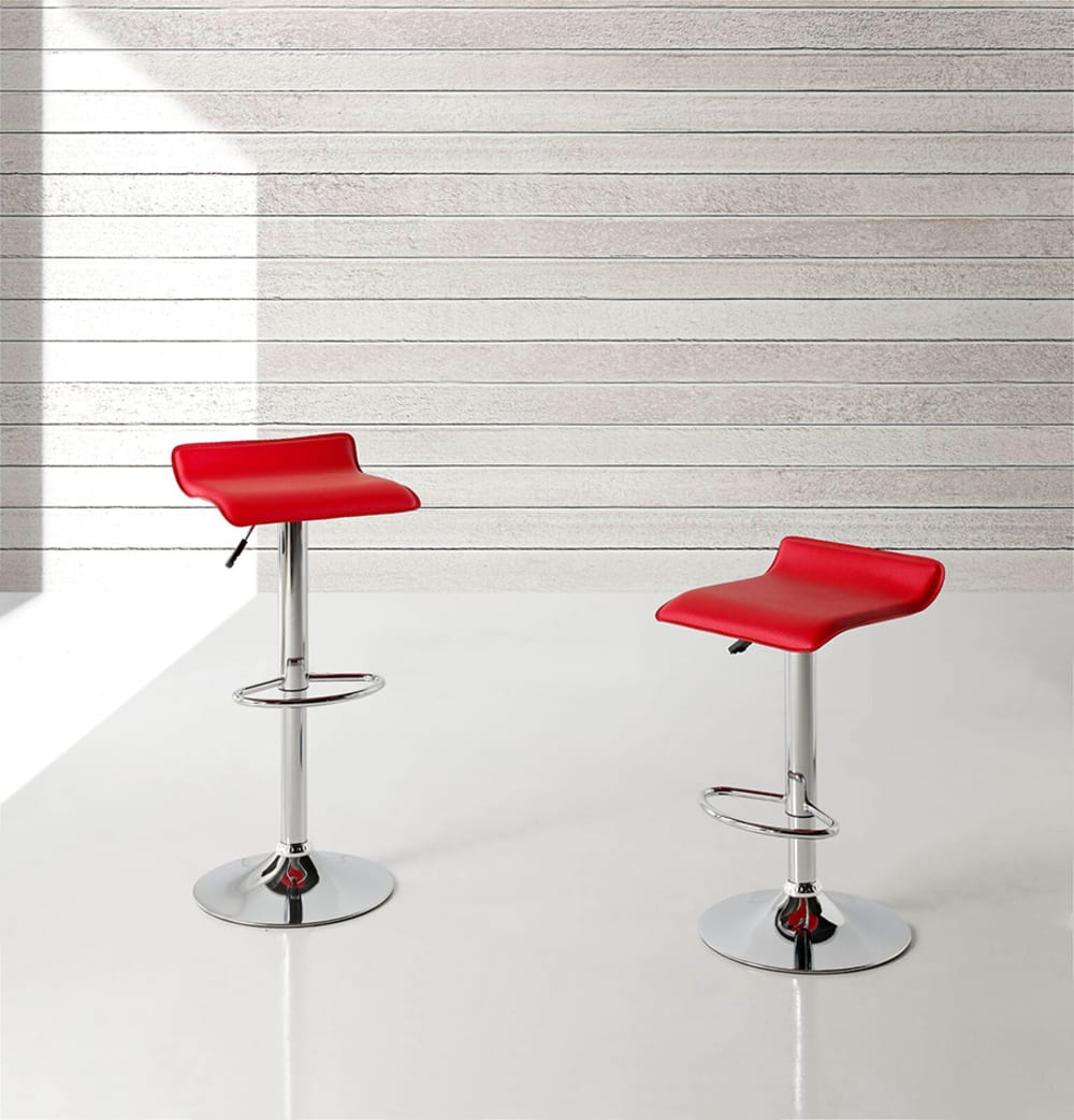 Set 2 taburetes ainoa rojos regulables. Estructura metal gris plata. - Maisons du Monde