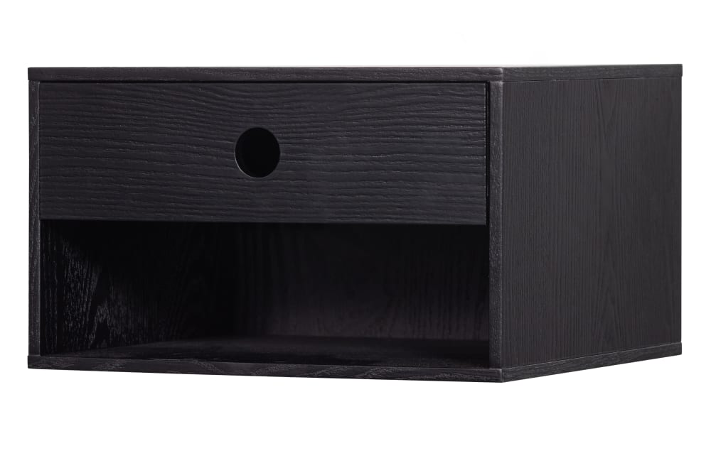 WOOOD Hängender Nachttisch aus MDF Holz, schwarz style modern - Spanplatte