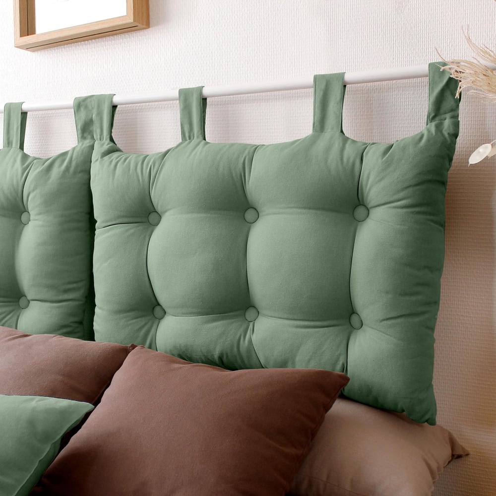 Tête de lit coussin en coton vert 70x45 cm